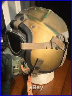 H3 Korean War Navy Jet Pilot Helmet Complete With Avionics And Squadron Patch