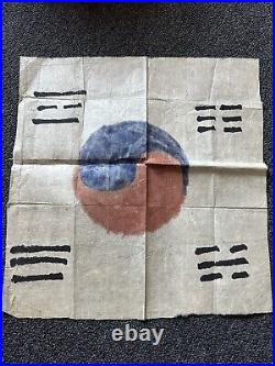 Handmade KOREA flag KOREAN WAR pow camp folk art theatre made authentic Rare