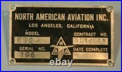 ID plate of a NORTH AMERICAN AVIATION'S F86A