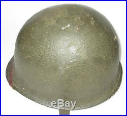 Identified WWII Fixed Bale M1 helmet Korean War 2nd Infantry Division 6th Army