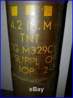 Inert Korean War / Vietnam War 4,2 Inch Mortar Complete With With Shipping Tube