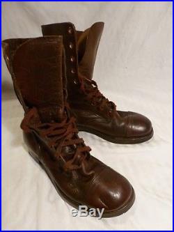 International Shoe Co. 1951's Brown Leather Combat Men's Boots 7.5 D, Korean war