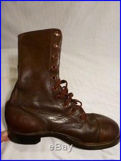 International Shoe Co. 1951's Brown Leather Combat Men's Boots 7.5 D, Korean war