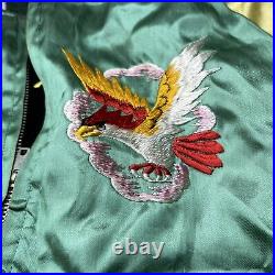 KOREAN WAR 1950s Reversible Bomber TOUR JACKET-Embroidered Silk-Sukajan
