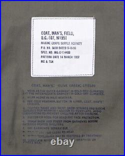 KOREAN WAR NOS WithCUTTER TAG MARINE CORPS OG-107 M-1951 FIELD JACKET SMALL REG