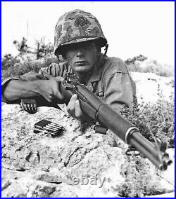 KOREAN WAR U. S. MARINE CORPS M1 STEEL HELMET with CAMOUFLAGE COVER