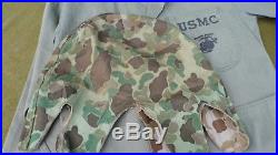 KOREAN WAR USMC Frogskin Camouflage HBT CAMO HELMET COVER With EGA ANCHOR