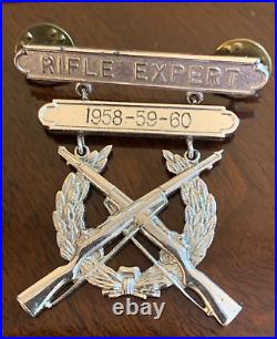 KOREAN WAR VETERAN PEACE MEDAL Uniform Bar USMC Rifle & Pistol Shooting Silver