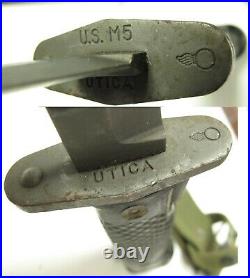 KOREAN WAR VINTAGE US M5 BAYONET Utica / with m8 Scabbard