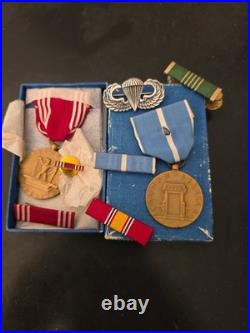 Korea War Medals + Sterling Silver Jump Wings+Good Conduct Medal in Box