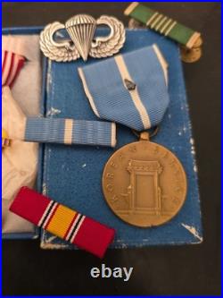 Korea War Medals + Sterling Silver Jump Wings+Good Conduct Medal in Box