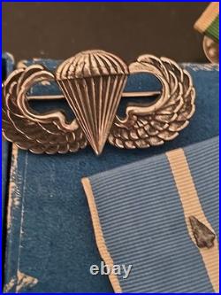 Korea War Medals + Sterling Silver Jump Wings+Good Conduct Medal in Box