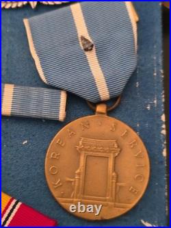 Korea War Medals + Sterling Silver Jump Wings+Good Conduct Medal in Box