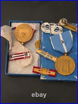 Korea War Medals + Sterling Silver Jump Wings+Good Conduct Medal in Box