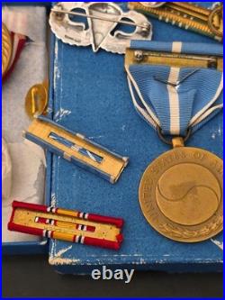 Korea War Medals + Sterling Silver Jump Wings+Good Conduct Medal in Box