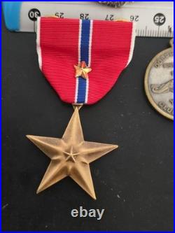 Korea War Navy Sterling Silver Sub Badge + Brnze Star Medal + 1953 Enlisted Club