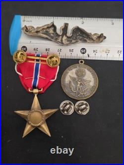 Korea War Navy Sterling Silver Sub Badge + Brnze Star Medal + 1953 Enlisted Club