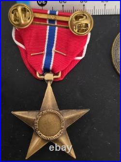 Korea War Navy Sterling Silver Sub Badge + Brnze Star Medal + 1953 Enlisted Club