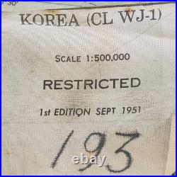 Korean Cold War Silk Map Evade Escape 1951 1st Ed. US Air Force CL WJ-1 Korea