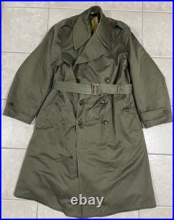 Korean War 1946 Dated Overcoat Large Regular OD 7 Sateen Wool US ARMY