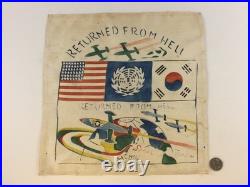 Korean War 1950-53 Returned From Hell US Soldier Souvenir Silk Hanky Blood Chit