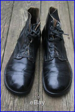 Korean War 1951 Uniform Boots Captoe Service Shoes 9 E National Shoe Co Leather