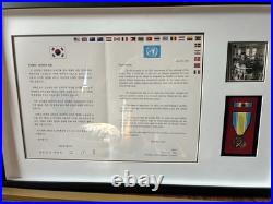 Korean War 50th Anniversary Medal & Letter Framed Set Kim Dae-jung Signed
