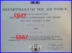 Korean War 63rd Troop Carrier Wing Air Force Outstanding Unit Award Certificate