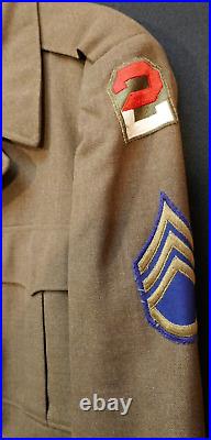 Korean War 8th Infantry 2nd Army 42S OD Wool Field Coat Ike S/Sgt Tailored WW2