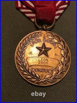 Korean War Bronze Star Medal Group Good Conduct Silver engraved named WW2 Cross