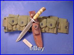 Korean War ERA Randall Model 1 8 Pinned Stag Fighting Knife withHeiser Sheath
