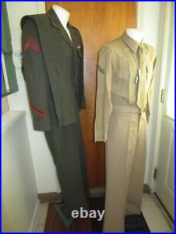 Korean War Era, 1952-53, USMC Green Dress Service and Khaki Collection, Named