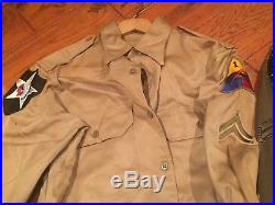 Korean War Era 2nd Infantry Division Ike Jacket + Khaki Shirt 1st Armored Div