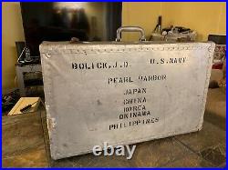 Korean War Era Aluminum US Navy Travel Case Suitcase 1951-55 USS Winston Named