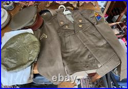 Korean War Era Army 2nd Armor Division United States Jacket, Shirt, &Hat Sz 34R