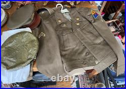 Korean War Era Army 2nd Armor Division United States Jacket, Shirt, &Hat Sz 34R