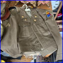 Korean War Era Army 2nd Armor Division United States Jacket, Shirt, &Hat Sz 34R