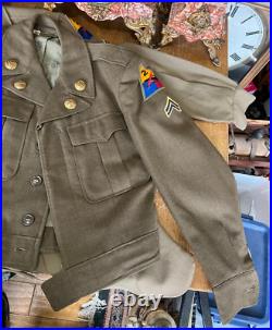 Korean War Era Army 2nd Armor Division United States Jacket, Shirt, &Hat Sz 34R