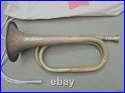 Korean War Era Chinese Bugle in Beige Cotton Bag with red Star & straps