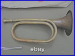 Korean War Era Chinese Bugle in Beige Cotton Bag with red Star & straps