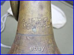 Korean War Era Chinese Bugle in Beige Cotton Bag with red Star & straps Korean War Era Chinese Bugle in Beige Cotton Bag with red Star & straps