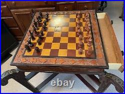 Korean War Era Hand Carved Chess Table