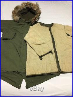 Korean War Era US Military Army M1951 Fishtail Parka W Liner Fur Hood Medium M51