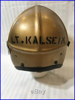 Korean War Era US Navy Pilot Helmet Gentexite Large Gold Lieutenant Named