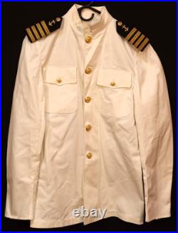 Korean War Era USMS Merchant Marine Captain's Dress White Uniform 37R & Boards