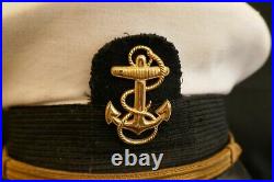 Korean War Era USN Navy Academy OCS Service Visor Hat Midshipman School 7 1/8