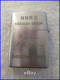 Korean War Era Zippo Lighter Named POW NNRC Swedish Group New unfired 2032695