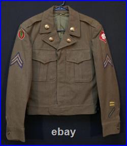 Korean War Field Jacket Wool OD Ike 1949 Artillery 24th Infantry 4th Army CPL