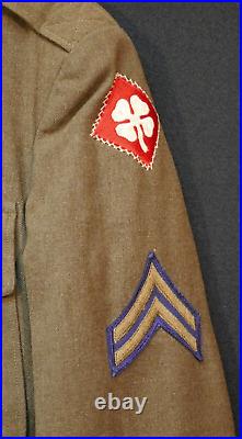 Korean War Field Jacket Wool OD Ike 1949 Artillery 24th Infantry 4th Army CPL