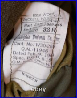 Korean War Field Jacket Wool OD Ike 1949 Artillery 24th Infantry 4th Army CPL